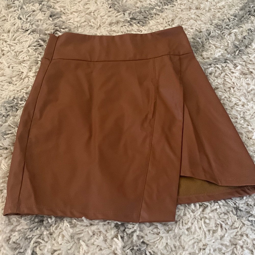 Brown leather skirt